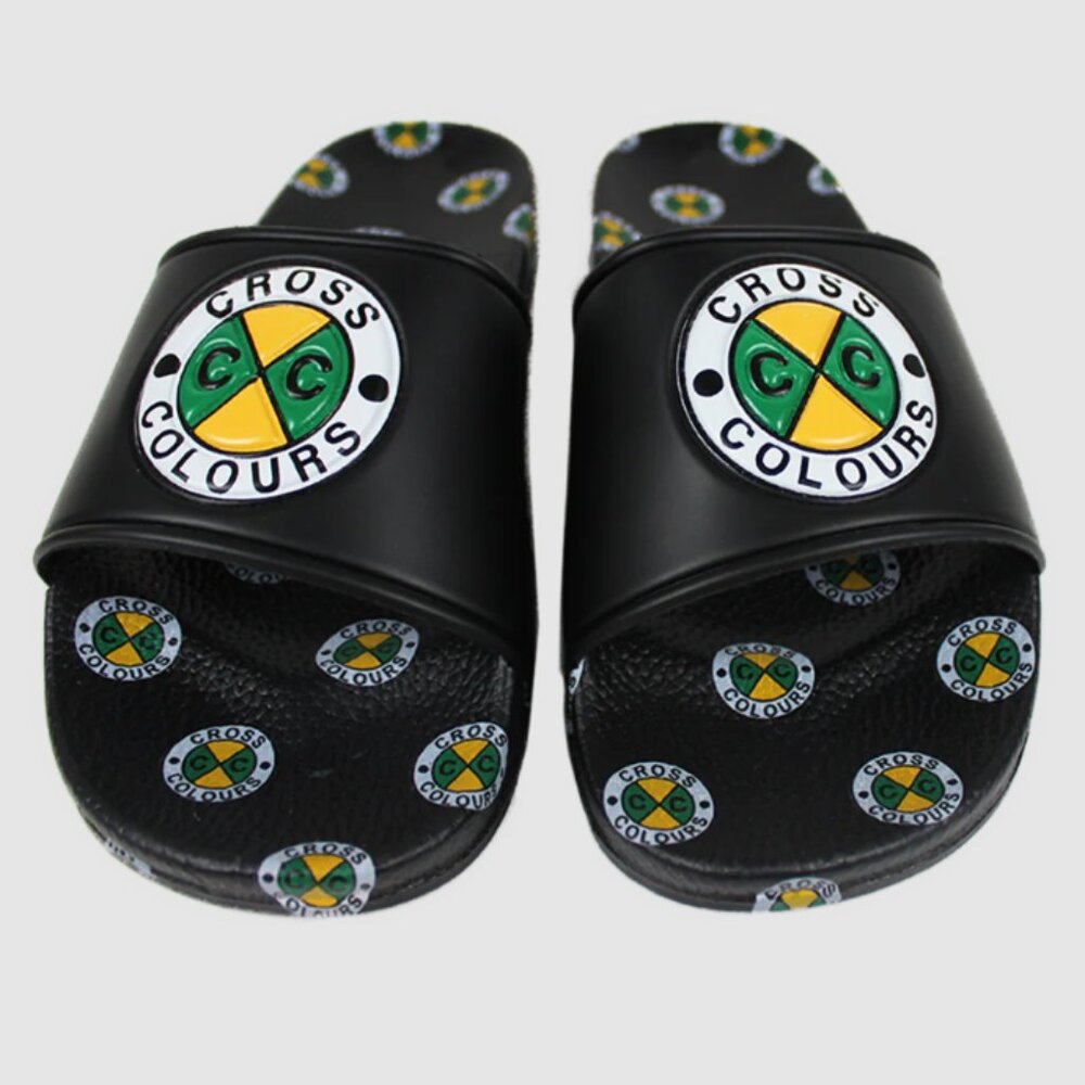 Cross Colours Circle Logo Slides, Women's Size 8 - Black